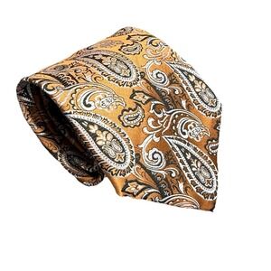BRIONI Gold‎ Paisley w/Diamond Jacquard 100% silk